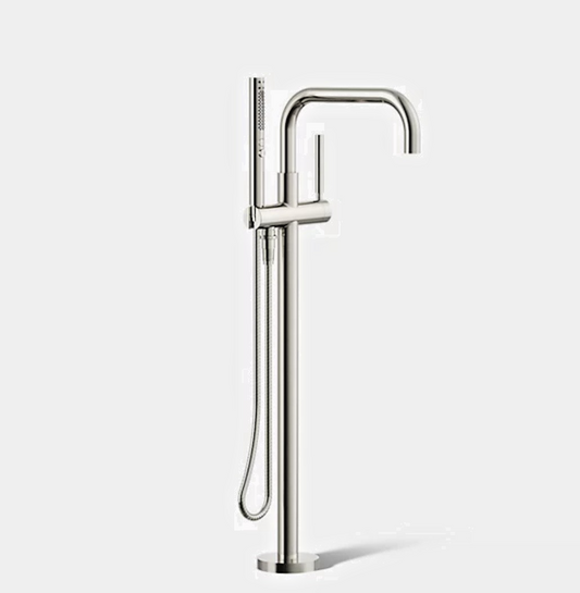 KOHLER Purist Floor-Mount Bath Filler w/ Handshower – Polished Nickel – K-T97328