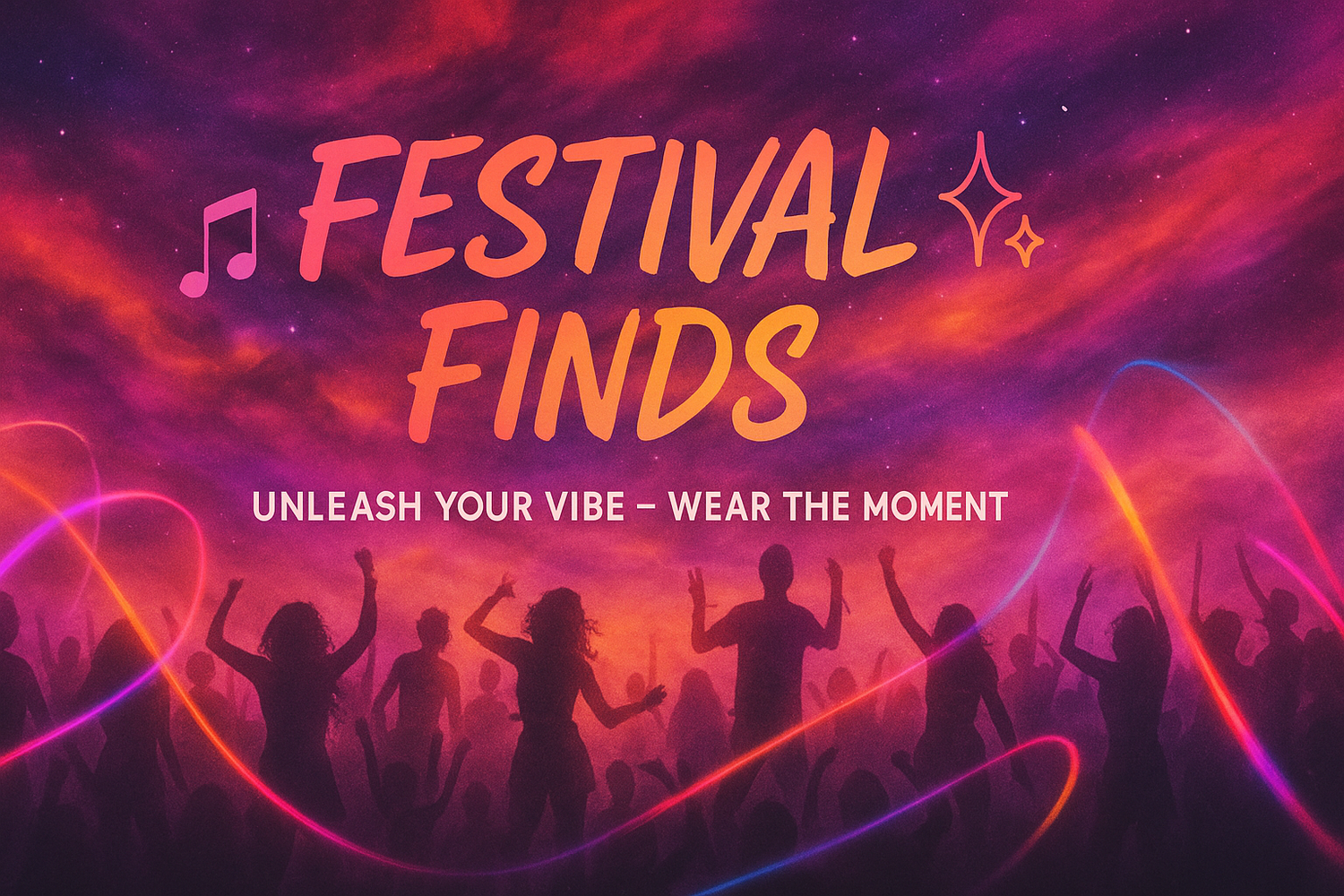 Festival Finds collection banner - art apparel, gear, accessories, and colorful standout goods