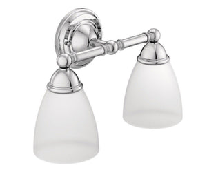 Moen YB2262CH Brantford 2-Globe Chrome Bath Vanity Light w/ Frosted Glass
