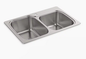 KOHLER Verse 75791‑1‑NA – 33″ Double‑Bowl Stainless Kitchen Sink, 9¼″ Deep