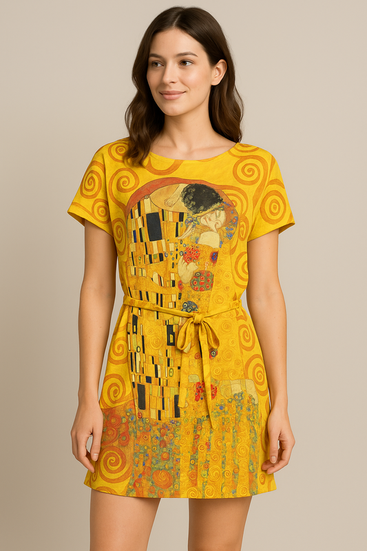 GUSTAV KLIMT "The Kiss" t-shirt dress Size Small