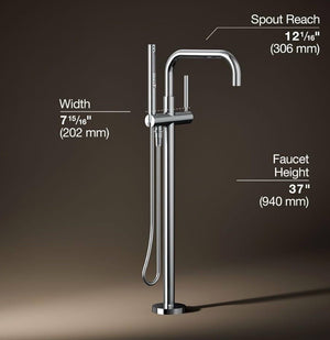 Kohler Purist Floor-Mount Tub Filler w/ Handshower Polished Chrome K-T97328-4-CP