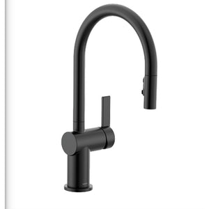 moen 7622bl cia matte black pulldown kitchen faucet – 1-handle high arc, 1.5 gpm