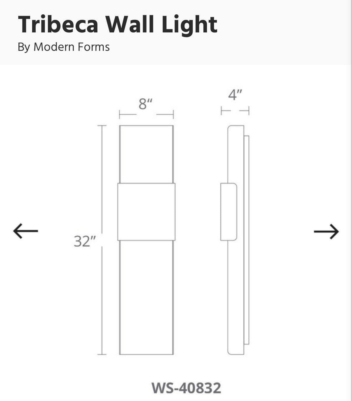 WAC Tribeca Wall Sconce Black & Gold Modern LED Light Fixture WS-W10314-BK/AB