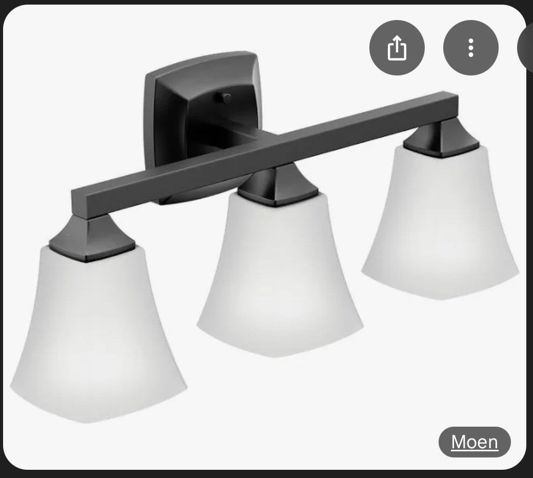Moen YB5163BL Voss Matte Black Three Globe Bath Light