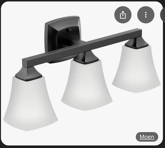 Moen YB5163BL Voss Matte Black Three Globe Bath Light