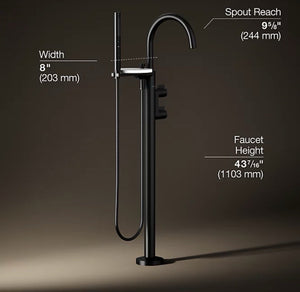 Kohler Components Floor-Mount Tub Filler Handshower – Matte Black K-T77984-4-BL