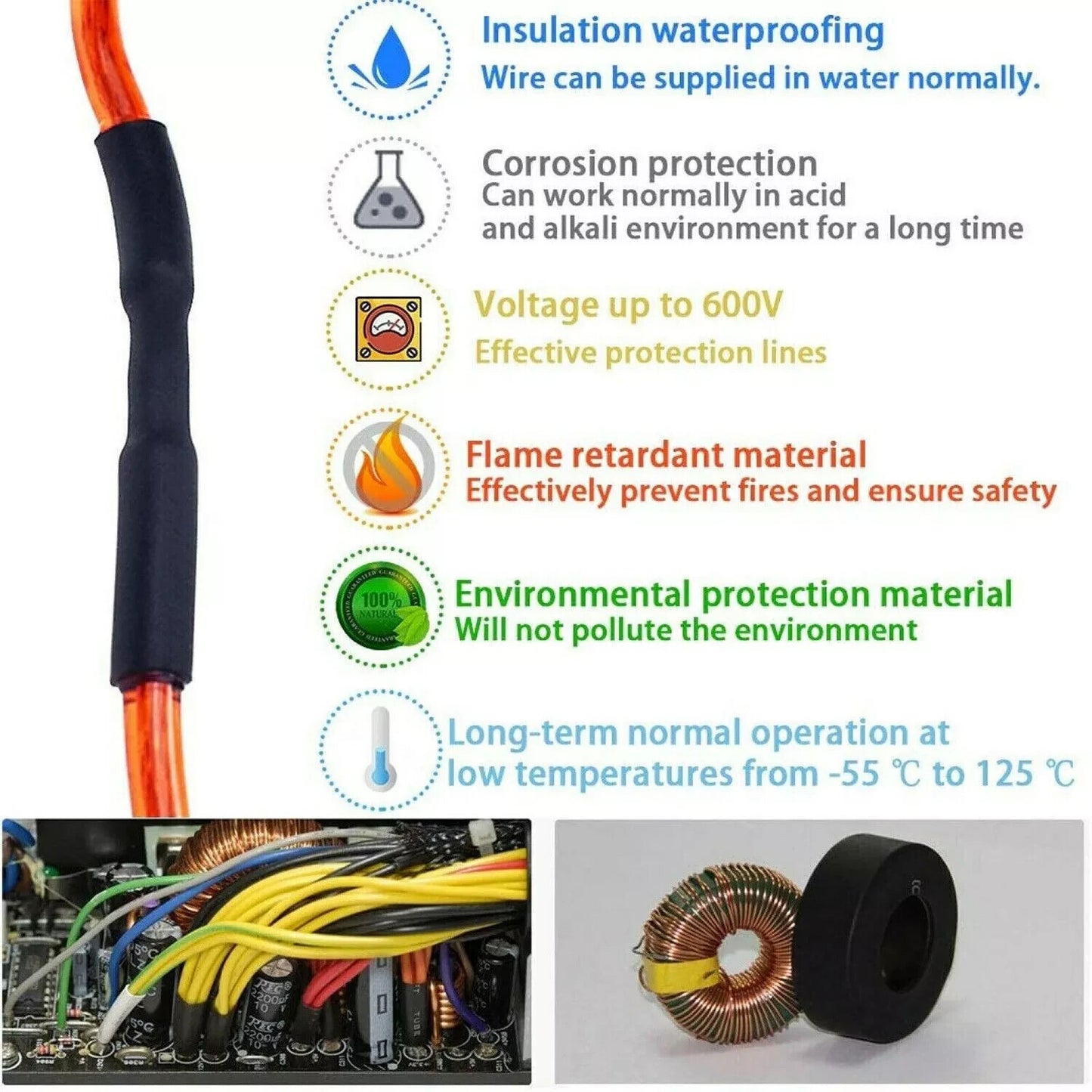 10x 3ft 3:1 Marine Heat Shrink Tubing Dual Wall Adhesive Lined Waterproof Seal