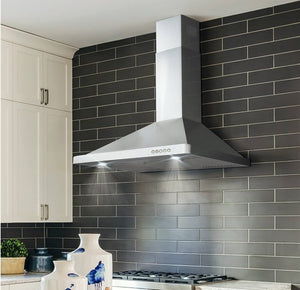 cosmos 36" ducted wall mount range hood w/ stainless steel push controls