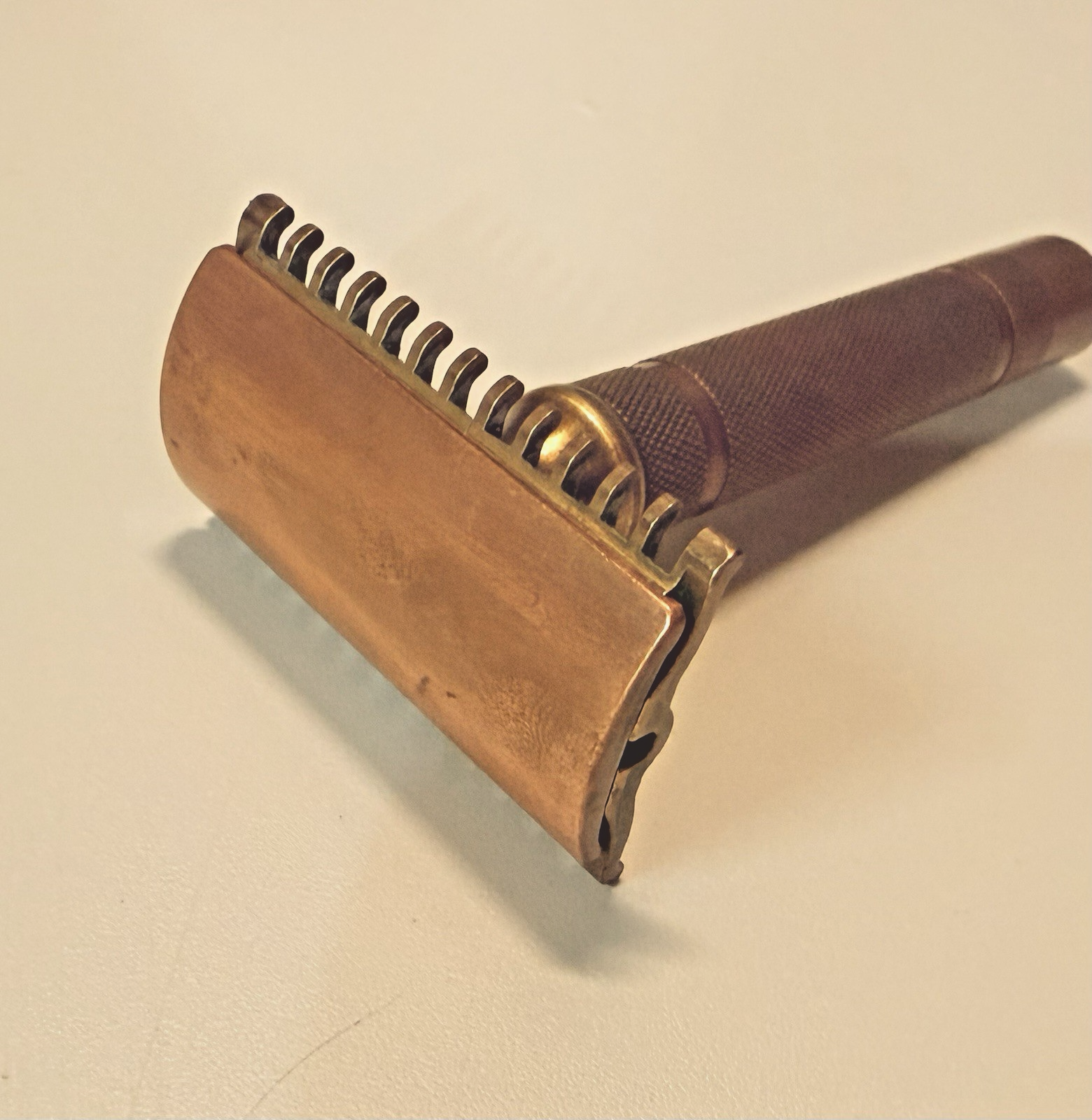 Vintage Gillette Old Type Open Comb Safety Razor Solid Handle Made in USA