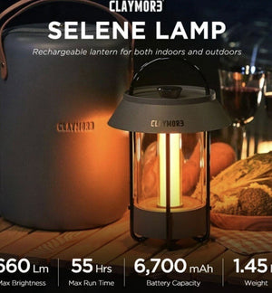claymore selene lamp (dark gray) - aesthetic portable outdoor lamp, 4 mood li...
