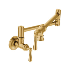 moen s664bg traditional wall mount swing arm pot filler -brushed gold