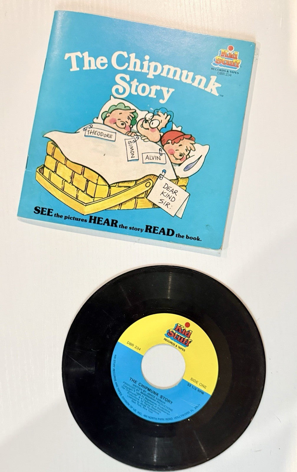 THE CHIPMUNK STORY– KID STUFF vtg CHILDREN’S BOOK & 33 RPM RECORD 1984
