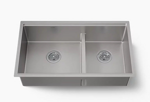 Kohler K-33664-PC-NA Strive 32" Undermount Double Bowl Workstation Sink