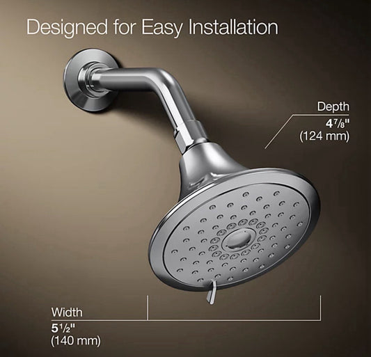 22169-CP Forte Multifunction Showerhead, Wall-Mount, 3 Spray Settings, 2.5 GP...