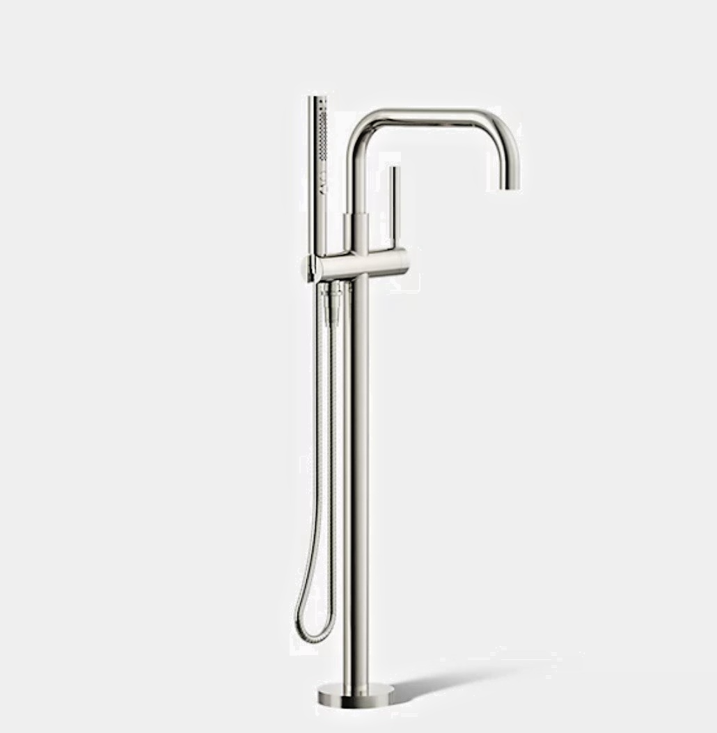 KOHLER Purist Floor-Mount Bath Filler w/ Handshower – Polished Nickel – K-T97328