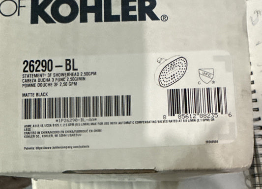 KOHLER Statement 3-Spray 2.5 GPM 8"  Wall Mount Fixed Shower Head in Matte Black