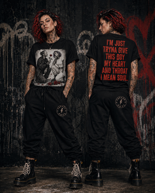 Savage & Soul Heart & Throat graphic tee front and back