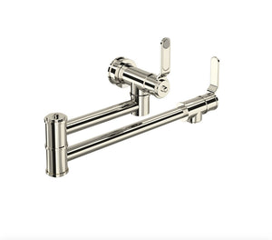 perrin & rowe armstrong u.4599ht-pn-2 polished nickel wall-mount pot filler
