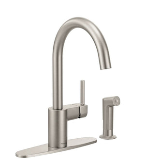 moen 7165 align one-handle high arc kitchen faucet – chrome, 1.5 gpm, side spray