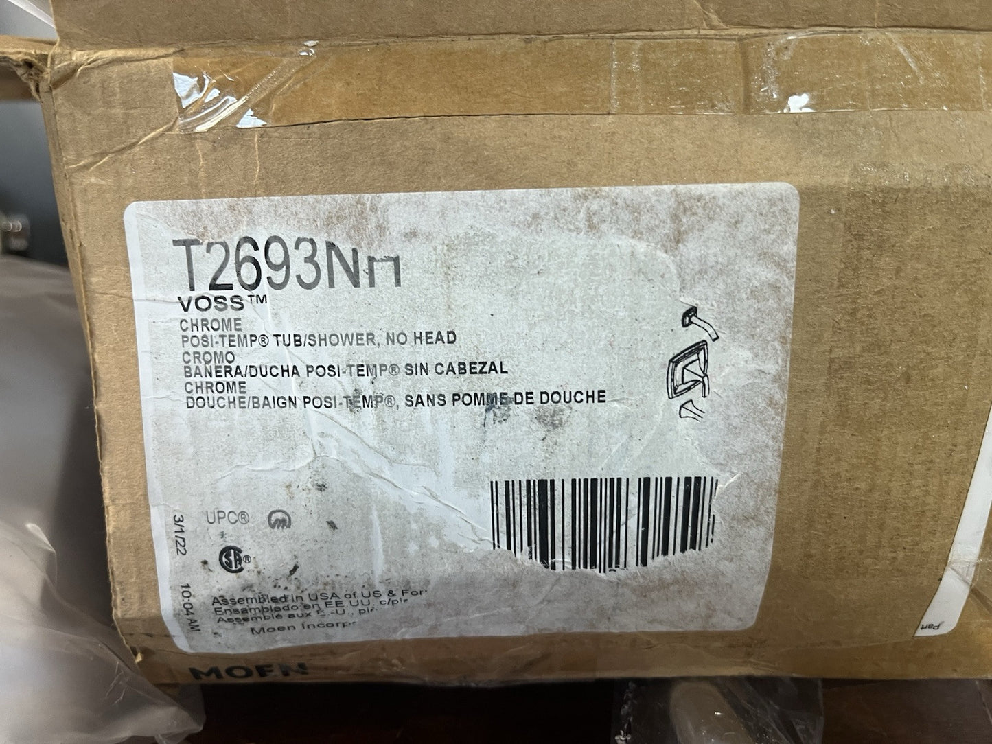 New Moen T2693NH Voss Posi-Temp Pressure Balanced Tub and Shower Trim Chrome