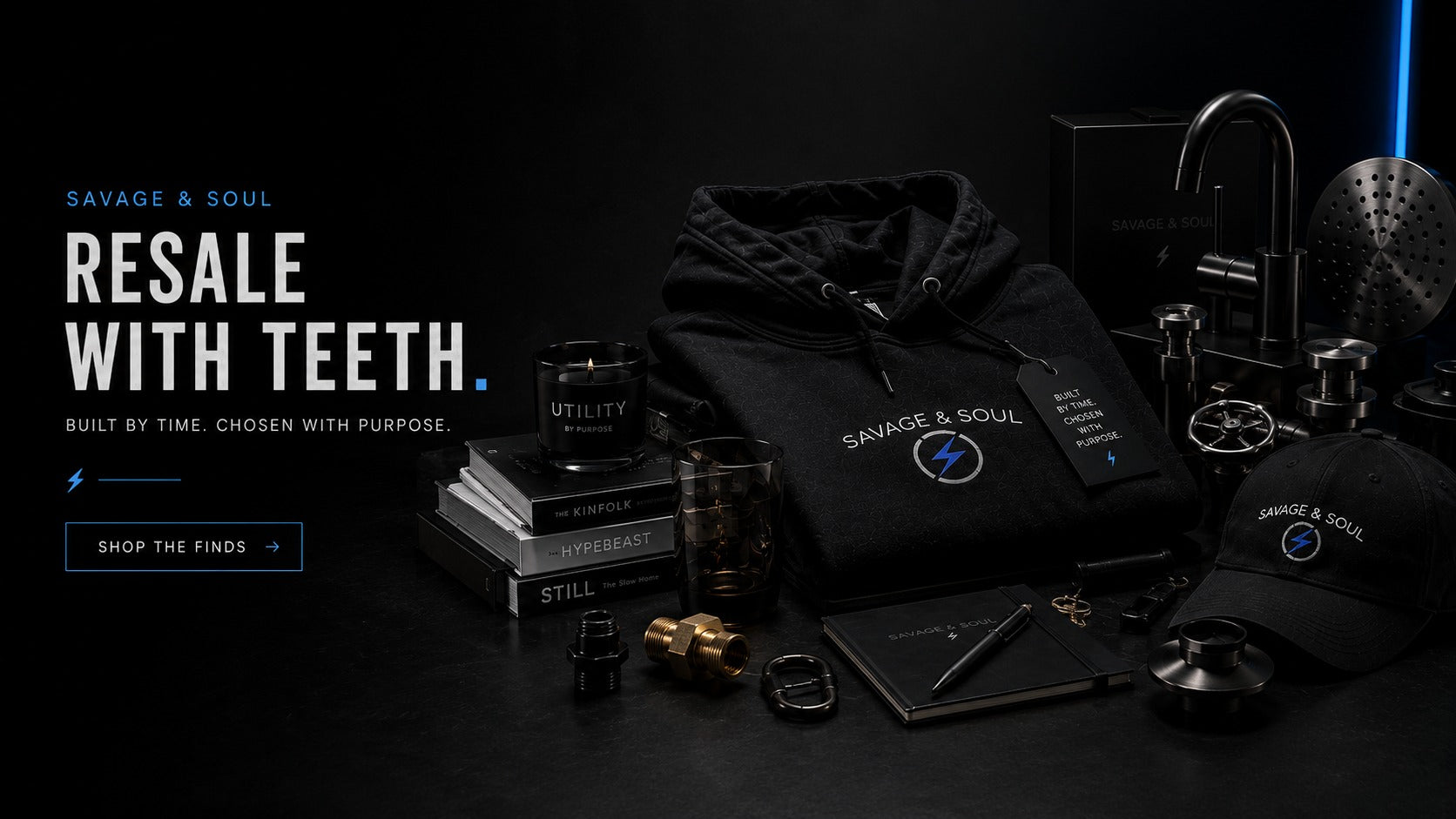 Savage & Soul homepage hero. Built by time. Chosen with purpose.